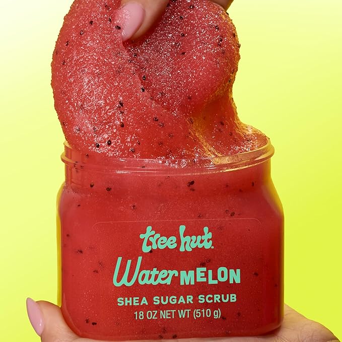 Tree Hut Watermelon Shea Sugar Scrub, Exfoliating, Hydrating & Moisturizing Body Scrub with Shea Butter & Nourishing Essential Oils, Smooth & Soften Skin, 18 oz