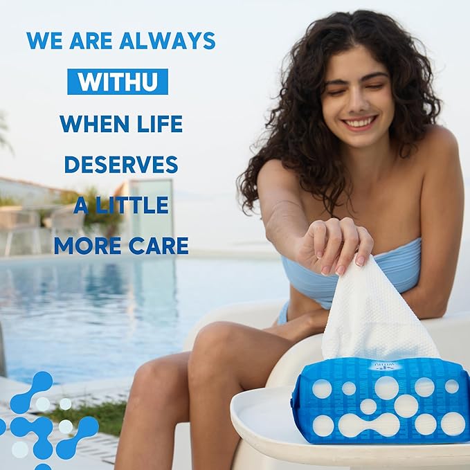 WITHU Disposable Face Towels – Ultra-Soft Biodegradable Face Cleansing Wipe, Makeup Remover Wipes, Facial Cleansing Cloths, Travel Face Towels, Multi-Use Dry Washcloths for All Skin Types, 20 Count