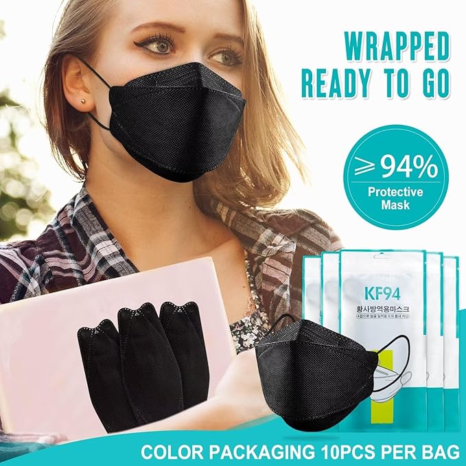 50/100 Pack KF94 Face_Covers, Color mask，Black Mask，4-Layer mask Independent packaging,outdoor Daily Use