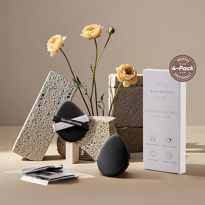 4Pcs Makeup Sponge For Foundation Concealer And Powder, Latex Free Blender Sponge For Natural And Easy Makeup Soft Long-lasting And Beginner-friendly, Black