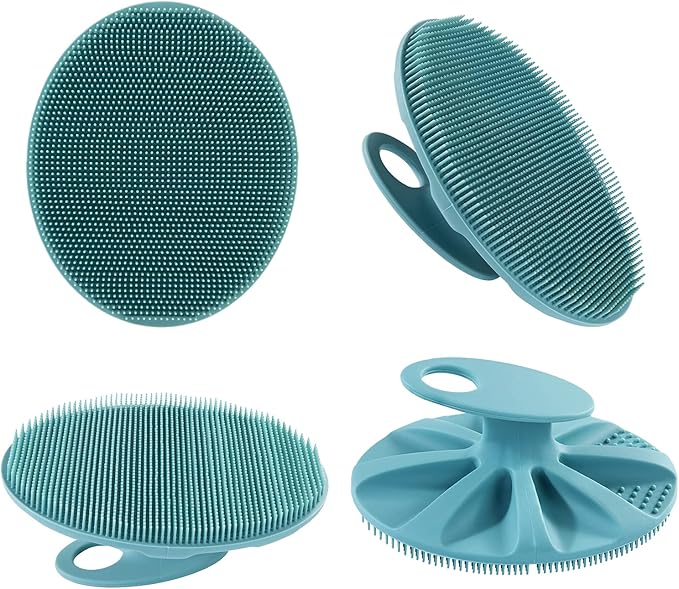 Food-Grade Soft Silicone Body Cleansing Brush Shower Scrubber, Gentle Exfoliating and Massage for All Kinds of Skin (Pack of 4)