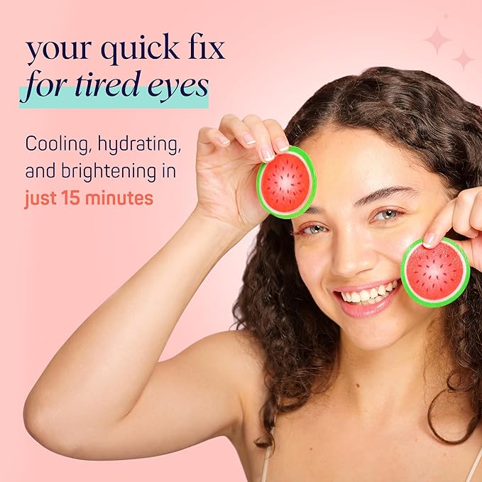 SpaLife Watermelon Cooling Eye Pads, 48 Hydrating Under Eye Patches for Puffiness, Dark Circles, and Tired Eyes, Infused with Hyaluronic Acid, Glycerin, and Vitamin C, Fruity Scent