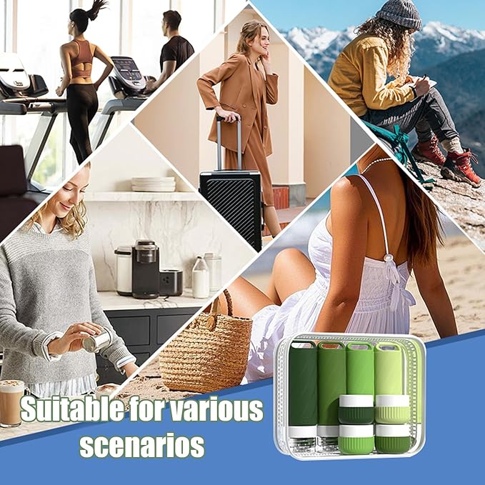 26 Pieces Travel Size Toiletries Bottles Set, Tsa Approved Leakproof Refillable Travel Bottles with Hanging hole design, Silicone Material, Suitable for Shampoo, Conditioner, and Body Lotion