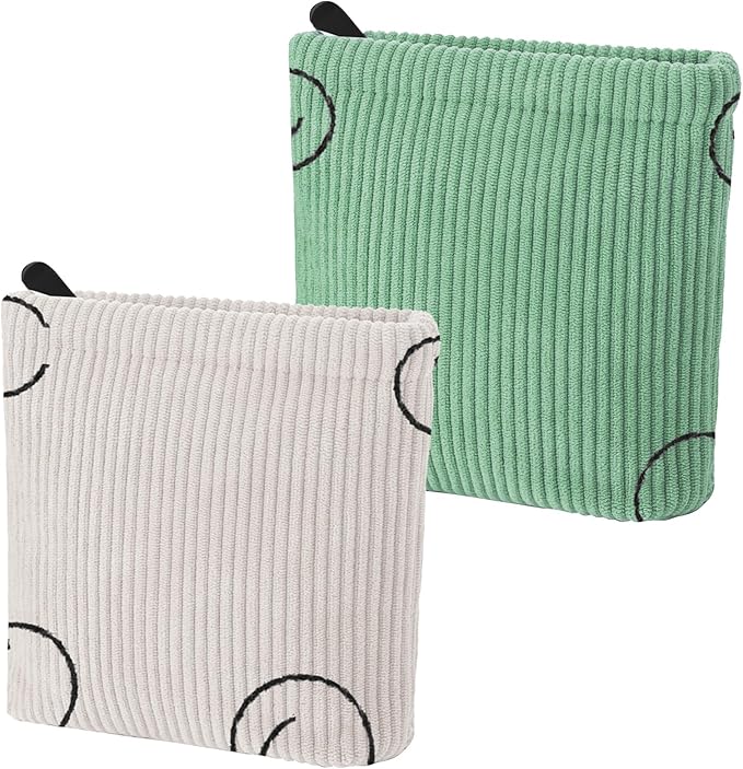 2 PCS Corduroy Period Bag for women, Cute Sanitary Napkin Storage Bag Portable Period Pouch with Zipper, Sanitary Pads Bag Tampons Holder for Purse First Period