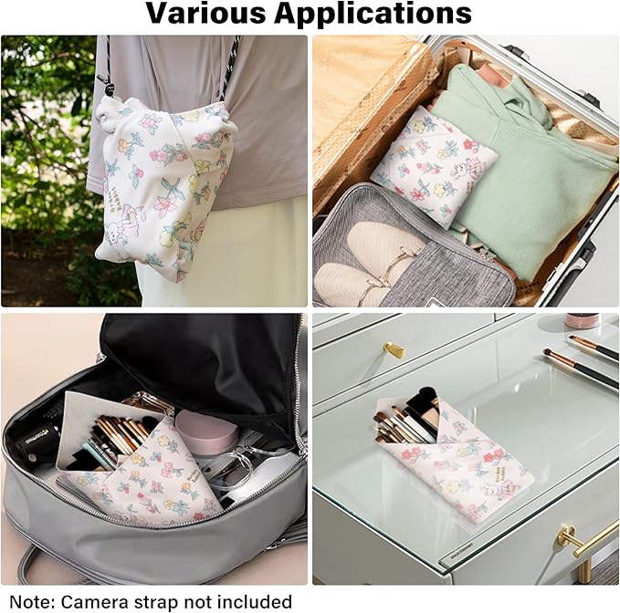 Walking Way Self-Adhesive Magic Cloth Makeup Bag, Magic Pocket Lazy Makeup Bag, Foldable Cosmetic Pouch, Portable Lens Protective Wrap, Stylish Travel Organizer for Beauty, Travel, Gifts & Daily
