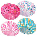 4 PCS Shower Cap for Women, Elastic and Reusable Bath Caps, Double Layers Shower Caps Reusable Waterproof, Bathing Shower Caps, Environmental Bath Hair Protection Cap - Stripes