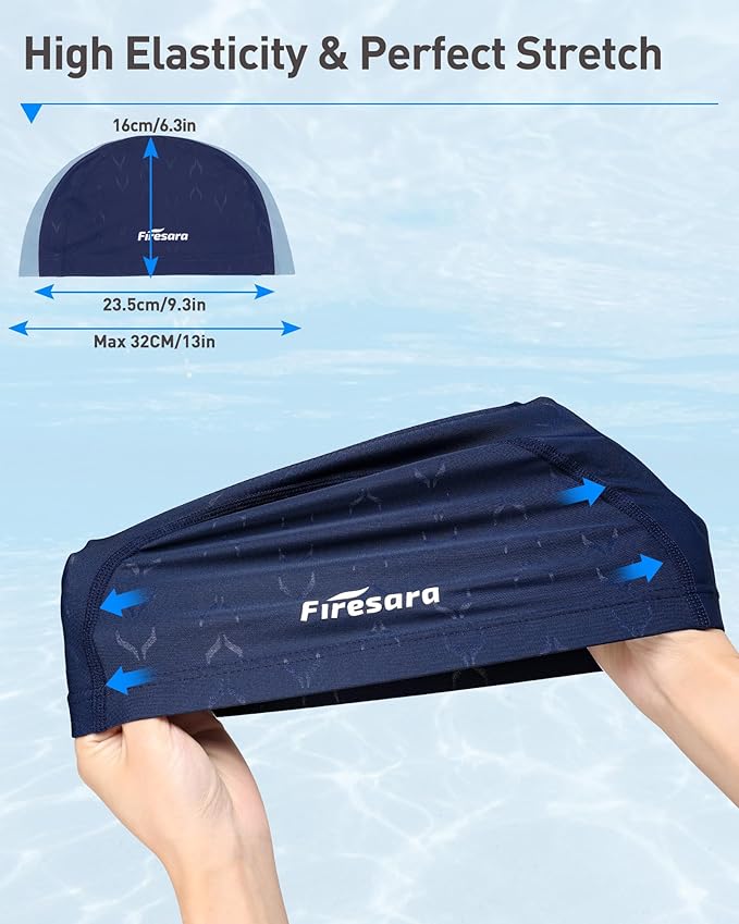 Firesara Fishtail Fabric Swim Cap for Men Women, Breathable High Elasticity Swimming Cap Hair Protection Quick Dry Soft for Long Hair Short Hair, Kids Boys and Girls