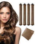 Heatless Curls Overnight with Satin Head Scarf, Velvet Hair Rollers for Blowout Look, No Heat Curling Rod for Long Thick Hair, Soft Sleep In Flexi Rods