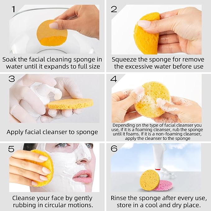 120-Count Compressed Facial Sponges|Kickleen 100% Natural Cellulose Cosmetic Spa Sponges for Daily Facial Cleansing|Makeup And Mask Removal|Exfoliating|Skin Massage|Pore Exfoliation (120Count(Yellow))