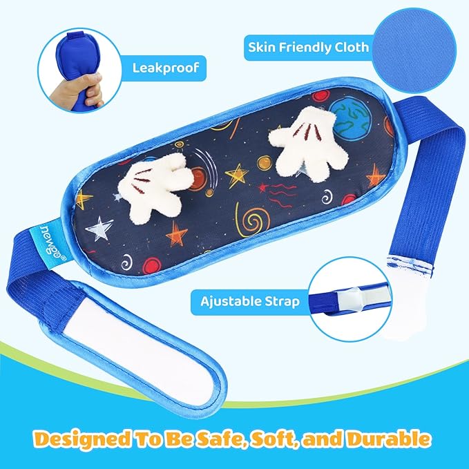 NEWGO Head Ice Pack for Kids Fever, Cute Toddler Gel Ice Packs for Boo Boos Reusable, Cold Head Wrap for Kids Migraine Relief, Headaches, Injuries, Ice Mask for Face, Eyes