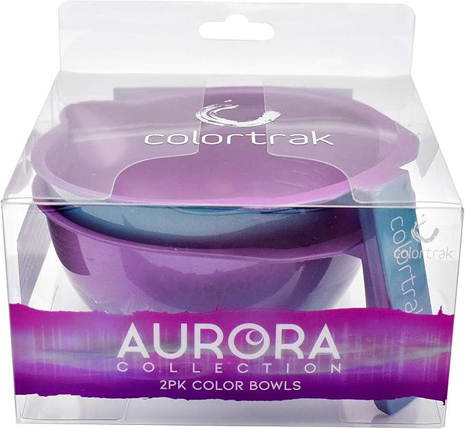 Colortrak SC Aurora Bowls, Stackable Color Bowls With Non-Slip Rubber Bottom, Easy-Pour Spout Lip, Shimmer Gradient Design, Color Grid With Milliliter Measurements, Pack of 2