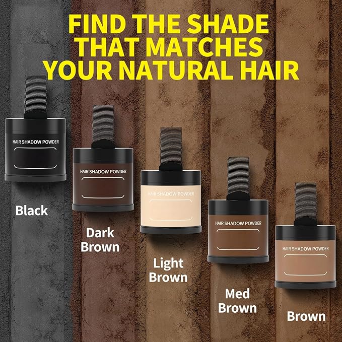gowwim Root Touch up Powder, Instantly Gray Hair Cover up Hairline Powder for Women & Men Waterproof and Sweatproof Root Cover Up Long-Lasting for Thinning & Loss Hair (Brown, 10g)