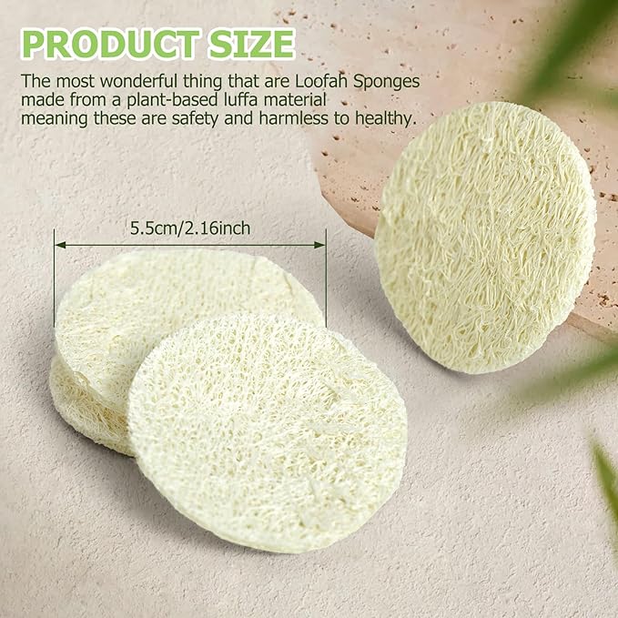 36 Pack Natural Loofah Sponge Exfoliating Face Pads, Facial Body Scrubbers Pad, When Bath Shower and Spa, Loofa Sponges Brush Scrub, Bulk Loofahs Scrubber, Cleansing Skin for Women and Men