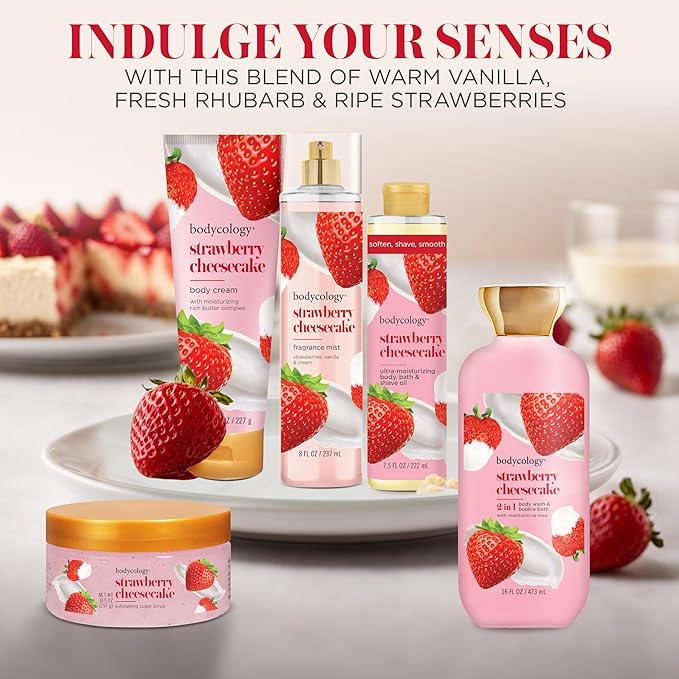 Bodycology Shea Butter Body Cream, Strawberry Cheesecake, 8 oz