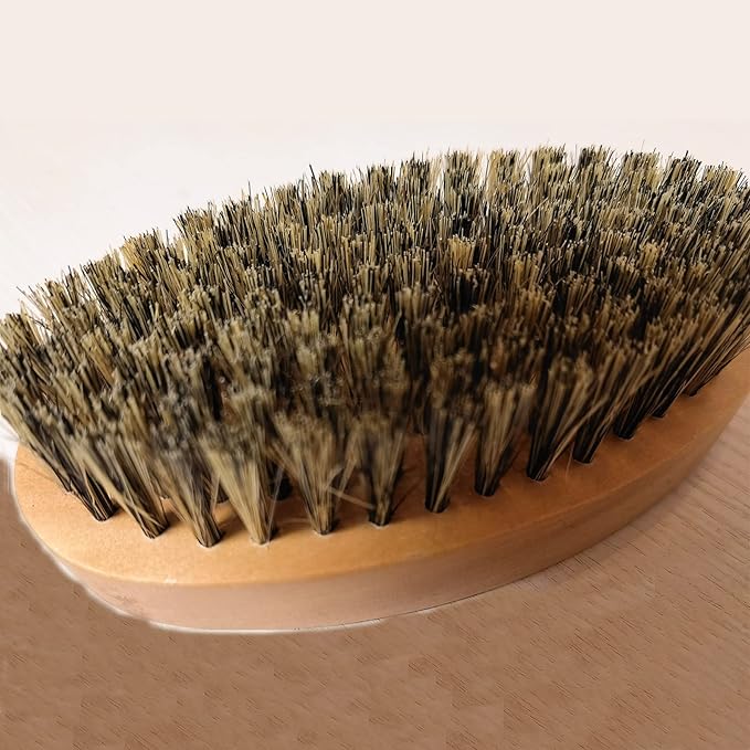 Fan Wu Beard Brush and Dual-Sided Wood Comb Set – Natural Boar Bristle Grooming Kit with Velvet Travel Pouch, Anti-Static for Beard, Mustache & Hair – Gift for Men