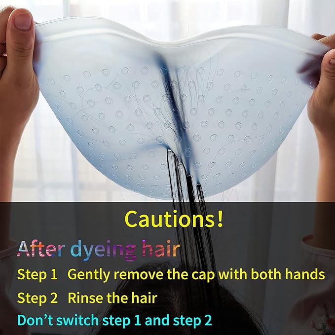 Highlight Caps with Pre Cut Holes Silicone Hair Highlighting Cap for Highlighting Hair Dye Cap No Leakage Reusable Highlighting Cap Dye Cap Pre Pierced (Blue)