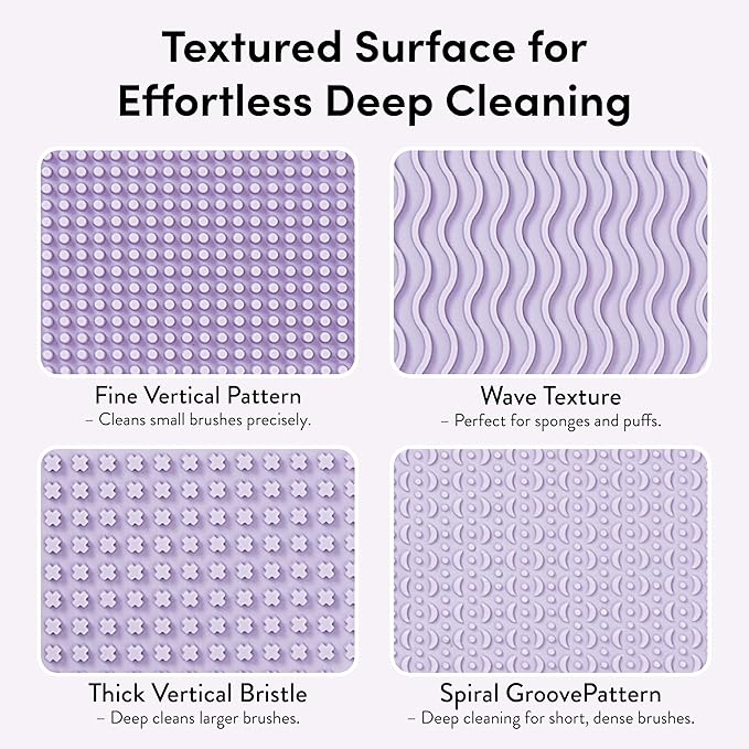 ÉCLAT Makeup Brush Cleaner Mat, 3 in 1 Brush Cleaner Bowl Holder & Cosmetic Tool Organizer Case for Travel, Storage & Air Drying, Portable Make Up Cleaning Tool for Sponges & Powder Puffs (Purple)