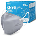 akgk KN95 Face Mask 50 PCS, Breathable Protection Masks, 5-Ply KN95 Grey Masks, Cup Dust Safety Masks