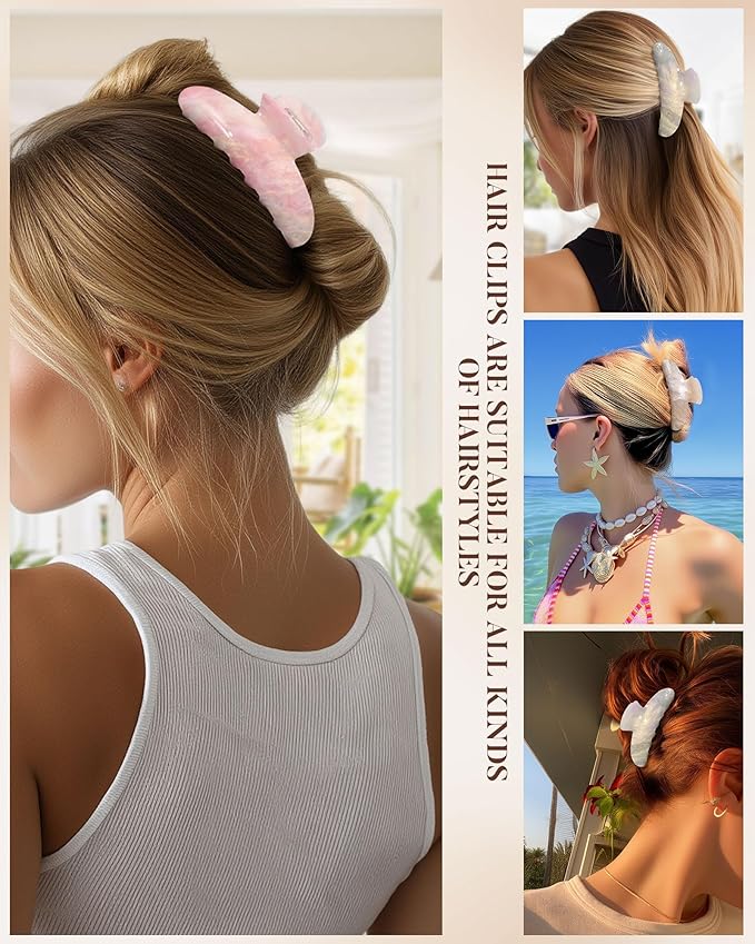 Molans 3PCS Hair Claw Clips Acrylic Clamps for women - Non-slip Strong Hold Barrettes for Thin Thick Hair, Medium hair clips Accessories