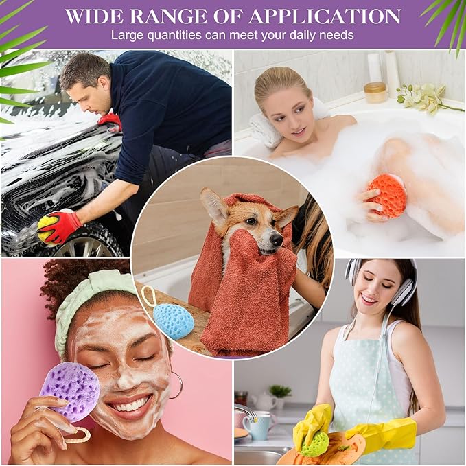36 Pcs Bath Sponge Deep Cleansing Body Loofah Gentle and Deep Exfoliating Body Scrubber Bath Accessories Men Women Baby Sponge for Bathing Shower (Multicolor)