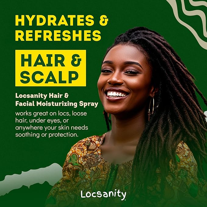 Locsanity Pure Rosewater Hair and Facial Spray – Regular Size Hydrating Face Mist to Soothe, Refresh, and Rejuvenate Skin, Reduce Oil and Buildup (8oz)