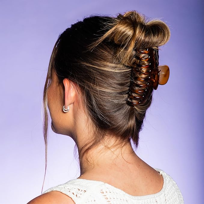 Gimme Beauty Thick Hair Claw Clips - Durable, No-Slip Design for Curly & Textured Hair - Made from Strong & Break-Resistant Recycled Plastic - Black & Tortoise
