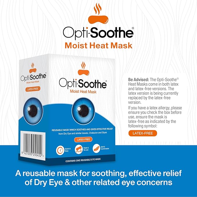 Opti-Soothe Moist Heat Mask - Reusable Eye Mask for Soothing Dry Eye and Restoring Moisture to Eyes