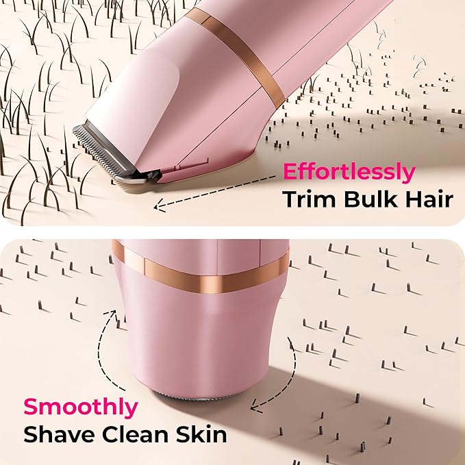 Bikini Trimmer for Women Pubic Hair: 2 in 1 Electric Razors for Women - IPX7 Waterproof Lady Shaver for Travel & Home Use