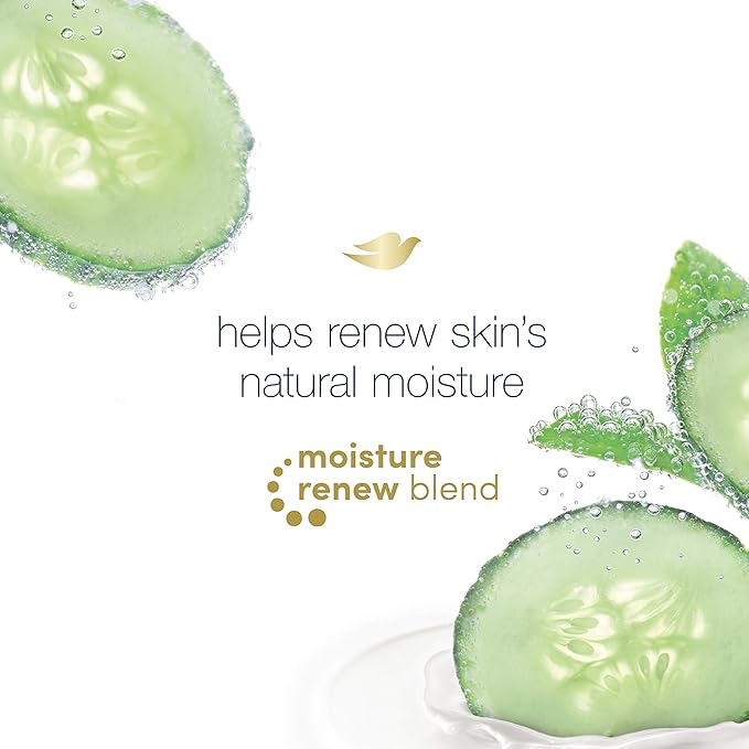 Dove Refreshing Body Wash with Pump Revitalizes and Refreshes Skin Cucumber and Green Tea Effectively Washes Away Bacteria While Nourishing Your Skin, 34 Fl Oz (Pack of 3)