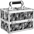 Joligrace Makeup Case Organizer Makeup Box Portable Cosmetic Train Case Hard Vanity Storage with 2 Trays Mirror Locking Make Up Travel Case for Cosmetics Nail Kits Travelling Organizer Modern Style