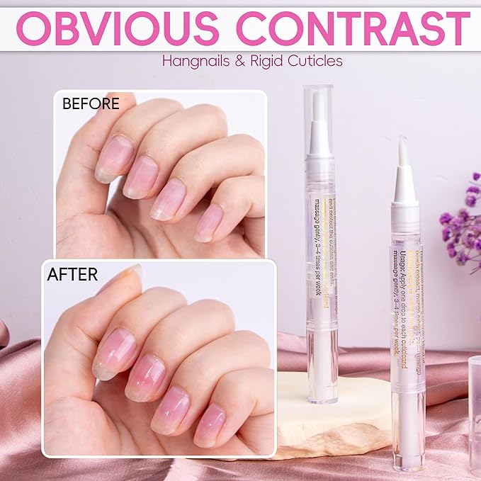 2PCS Cuticle Oil Pen for Nails,Nail Oil Pen for Nail Care,Cuticle Oil for Nails with Nail File,Nail Oil Cuticle Prevent Dry Cracking and Hangnails,Deep Nourishment(Lily & Aloe Flavor)