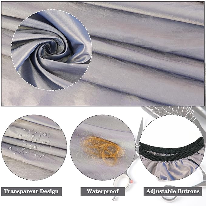 FEBSNOW Professional Hair Cutting Cape with Neck Duster Brush, Salon Barber Cape, Hair Cutting Accessories (Gray)