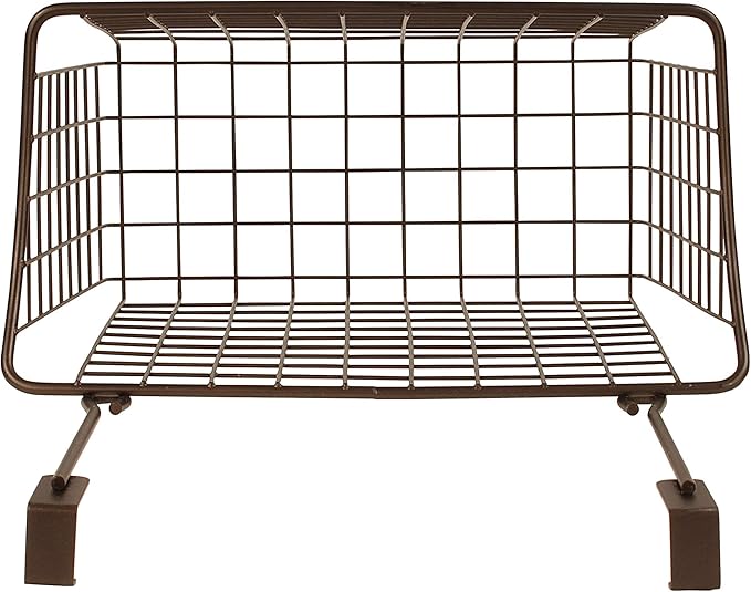 Spectrum Large Over Cabinet Door Organizer Bronze Wire Storage Basket for Kitchen Bathroom, Steel Hanging Cabinet Storage Organizer Basket Design Fits 0.75 Inch Cabinet Doors