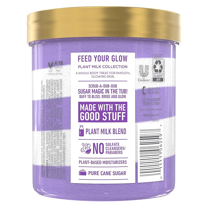 Dove Sugar Body Scrub Velvet Acai & Rice Milk For Women For Exfoliated & Hydrated skin 15 OZ