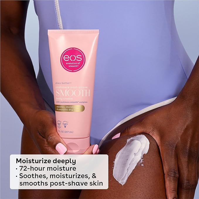 eos Cashmere Skin Collection Post-Shave Smooth Body Cream- Vanilla Cashmere,72-Hour Hydration,Nourishing,Body Care,Shea Butter,7 fl oz,(Pack of 2)