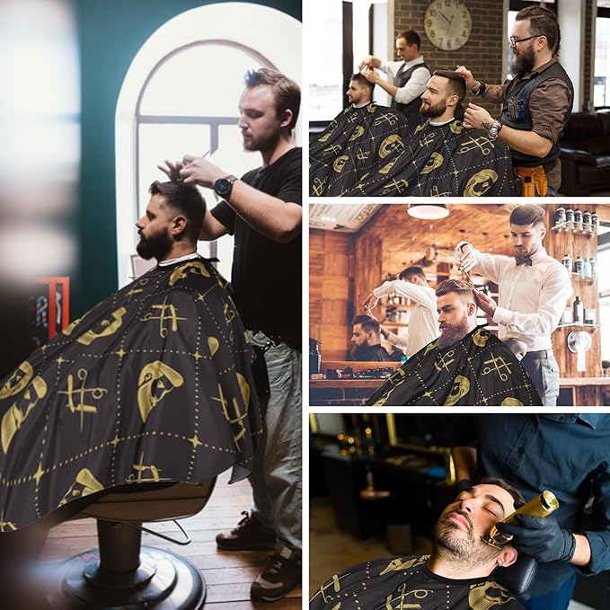 Professional Hair Cutting Cape with Neck Duster Brush, Waterproof Salon Barber Cape with Snaps, Barber Accessories