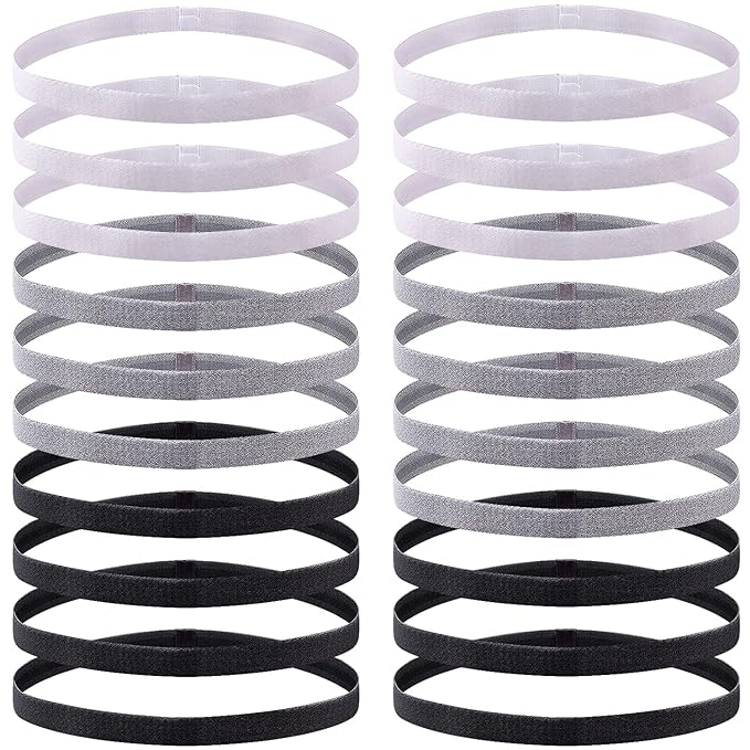 Duufin 20 Pieces Elastic Headbands Non Slip Sport Headband Thin Sweat Workout Headband Elastic Sports Headbands for Women, Men and Girls