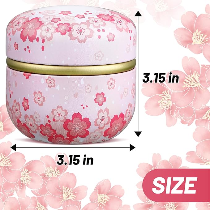 Body Powder Case with Powder Puff Powder Container Tea Canister for Baby and Adult Body Talcum Powder Tea Box (Pink Flower)