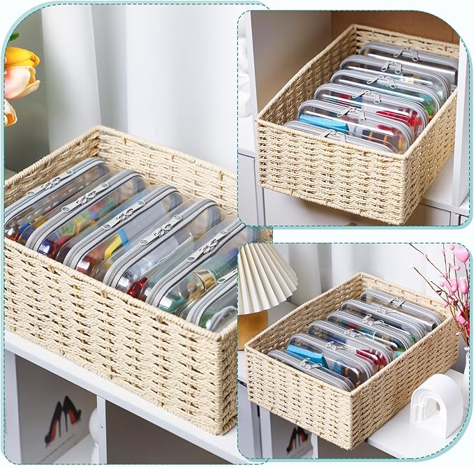 Sanwuta 6 Pcs Clear Hard Zipper Case Plastic Zipper Pouches Transparent Makeup Bag Pencil Case Pouches Toiletry Diaper Bag for Travel Toy Storage Organizer Bins(Gray,7.48 x 3.94 x 2 Inch)
