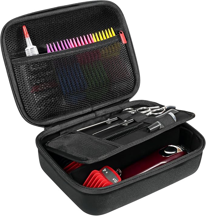 ProCase Hard Travel Case for Hair Clippers, Hair Cutting Barber Supplies Holder, Trimmer Organizer Storage Bag for Hatteker/Oneisal/Wahl 5Star/Andis Men Razor Guard Grooming Kits -Black