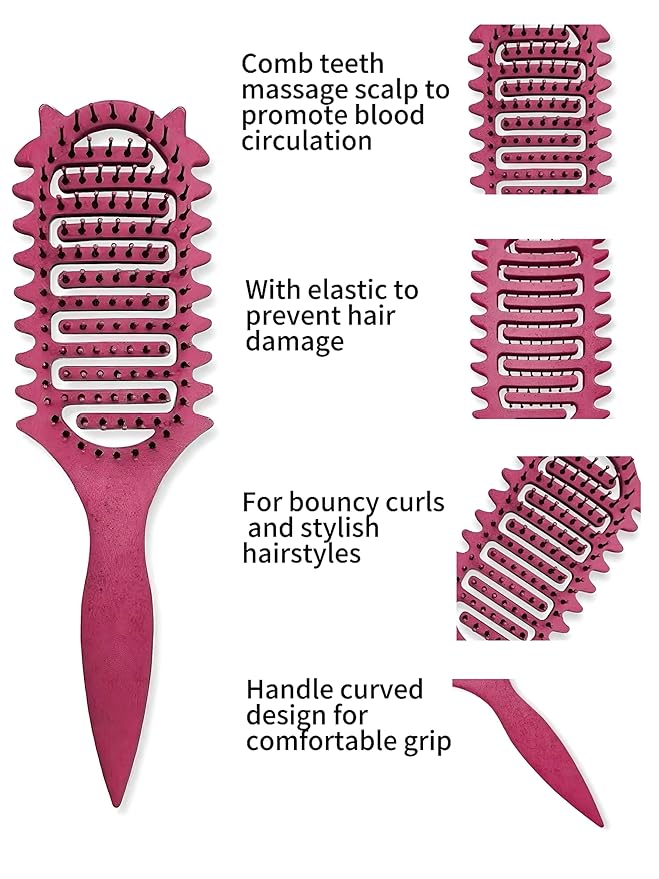 Curl Defining Brush,2026 Vented Hair Brush for Detangling Styling,Curl Defining Brush,Shaping And Defining Curls For Women And Men (Rose Red)