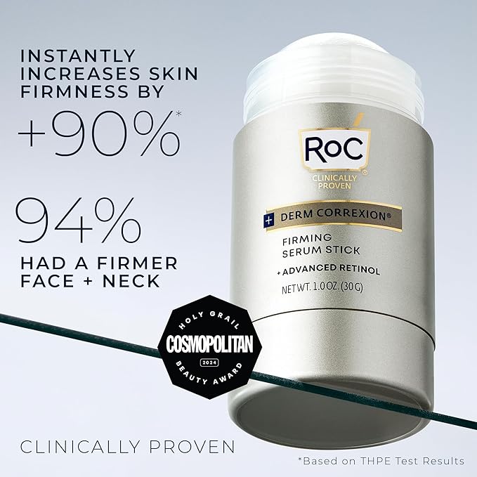 RoC Derm Correxion Retinol Firming Serum Stick with Antioxidants to Visibly Tighten and Firm Wrinkles and Laugh Lines 1.0 oz plus Retinol Eye Cream Packette