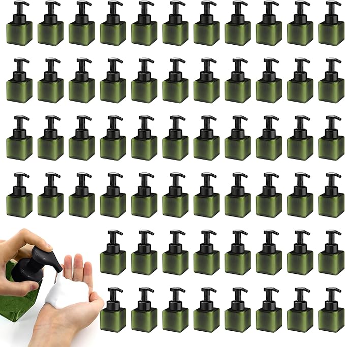 8.5 oz Foaming Soap Dispenser Plastic Foaming Pump Bottle, Refillable Dispenser with Plastic Pump, Empty Hand Bottles for Liquid Soap, Shampoo, Bathroom,Hotel,Restaurant (60, Green)
