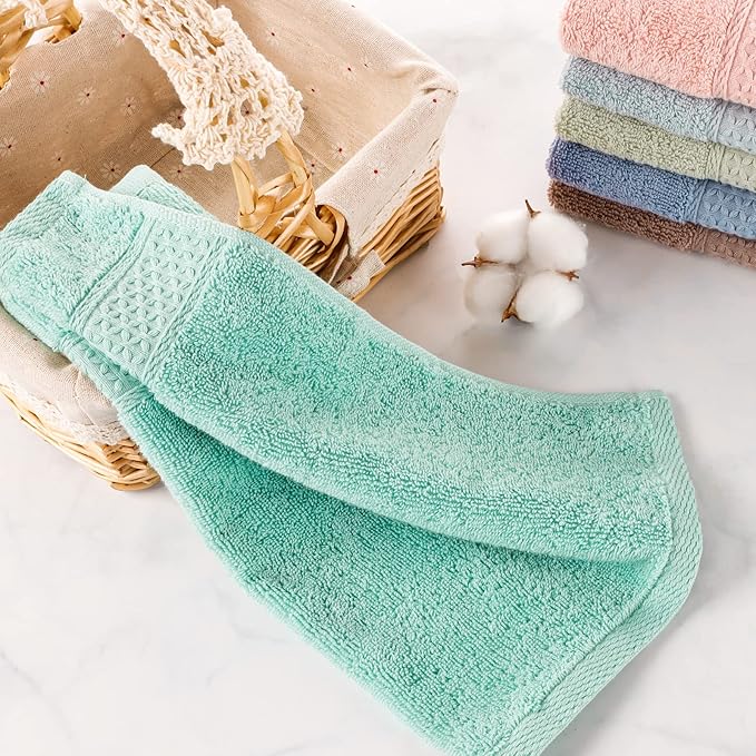 Washcloths for Body and Face - Absorbent Bath Towels Bulk Set, 100% Cotton Hotel Towels for Bathroom . Durable,Soft Wash Rag (Multicolor, Pack of 12)