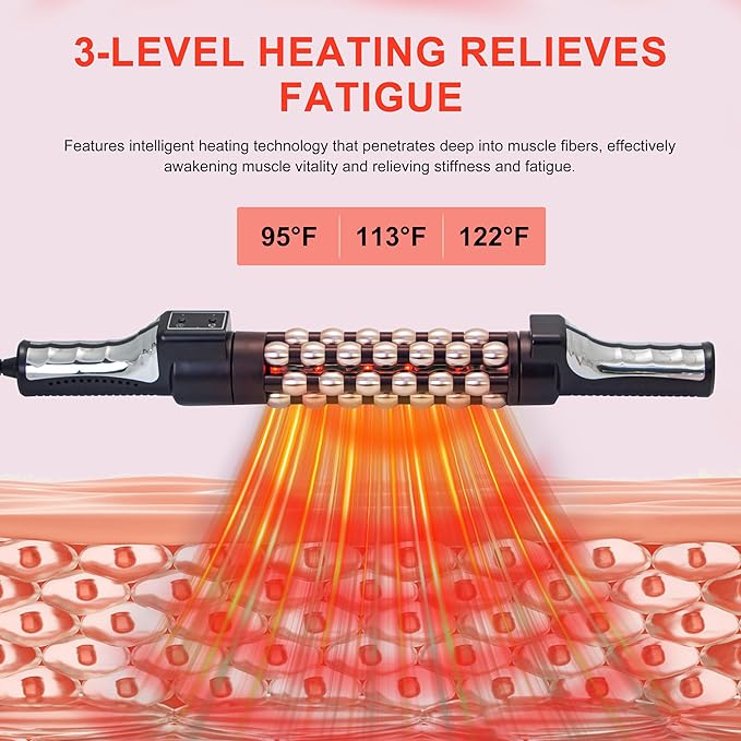 Elitzia Handheld Deep Tissue Massager with Heat - 3 Speed for Pain Relief, Promotes Blood Circulation & Muscle Relaxation 3 Temp Settings (95°F/113°F/122°F) Body Massager ETDH010