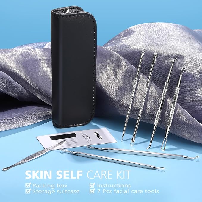 Teenitor 7 in 1 Pimple Popper Tool Kit - Blackhead Remover, Pimple Extractor, Comedone Extractor for Face