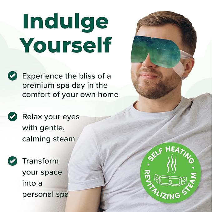 Heated Eye Mask For Dry Eyes - 16pcs Self Heating Steam Eye Mask - Warm Compress For Eyes - Warming & Ready To Use For Sleep & Relaxation - On-The-Go Warm Eye Compress For Dry Eyes Travel Essentials
