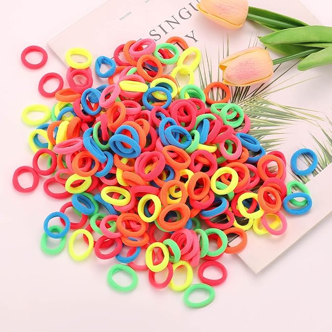 200 Pack Hair Ties BEoffer Baby Toddlers Girls Elastics Hair Bands No Damage Multicolor Colorful Small Rubber Bands Ponytail Pigtails Holders Not Harm to Hair (Fluorescent)
