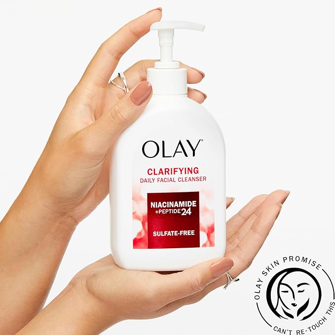 Olay Face Wash,Daily Facial Cleanser with Niacinamide,Peptides & Glycerin - Clarifying,Refreshes Skin Surface,Refines Appearance of Pores - Sulfate-Free,Paraben-Free,Oil-Free,16 Oz,(Pack of 2)