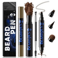 Noerrors Beard Filler Pencil Kit Dual End 4 Tips Beard Pen and Brush Set Hairline Moustache Eyebrows Filling Shaping Styling Makeup Tools Waterproof Longlasting For Men #Brown